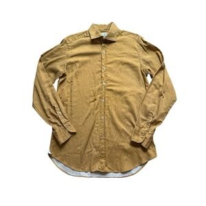 GIANNETTO Portofino Cotton Button Down Shirt Mens Medium Yellow Gold Made Italy